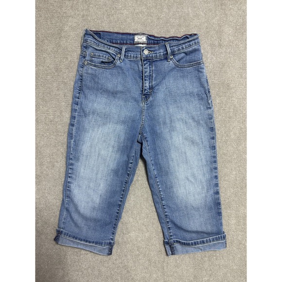 Levis 512 Capri Jeans Womens 12 Blue Perfectly Slimming Stretch‎ Denim Mid Rise - Picture 1 of 9